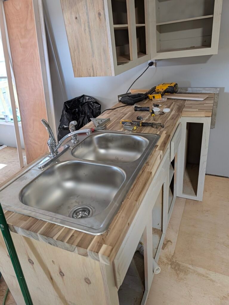 how to install a sink in butcher block drop-in sink installed