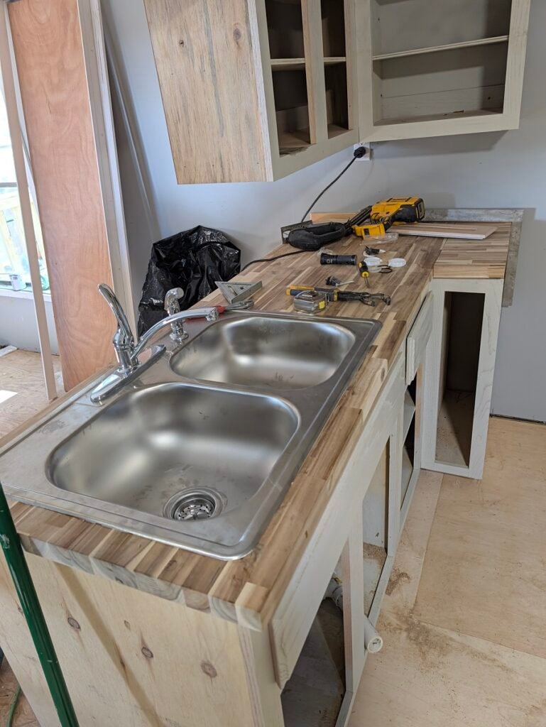 how to install a sink in butcher block drop-in sink installed