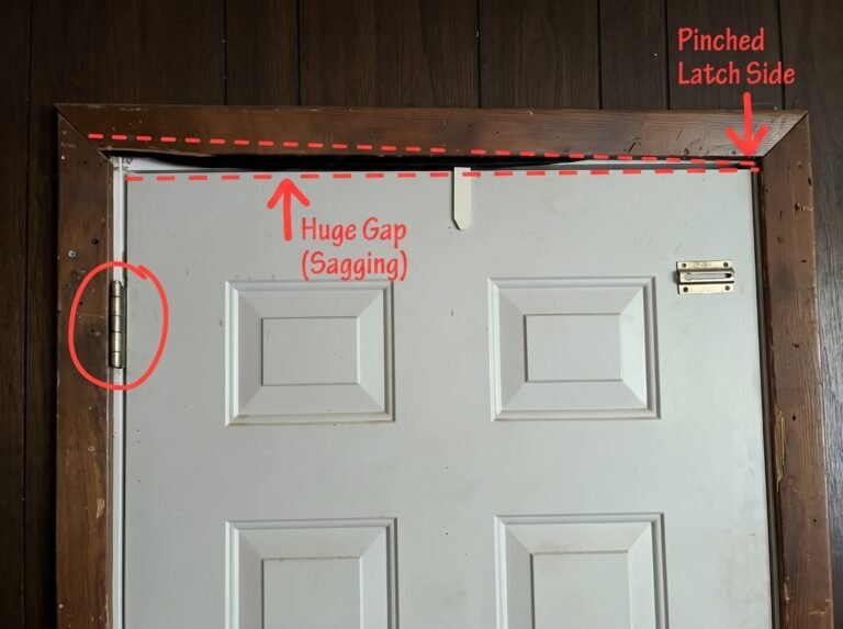 How to fix interior doors by diagnosing an uneven top gap reveal caused by hinge sag